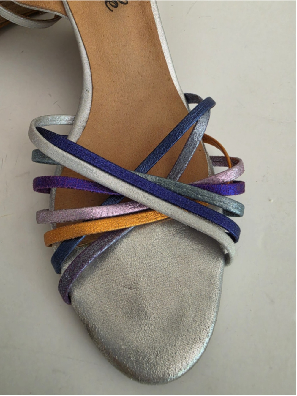 Free People Golden Hour Metallic Wedge Sandals Silver Multicolor Strappy 41 / 11 - Picture 2 of 12